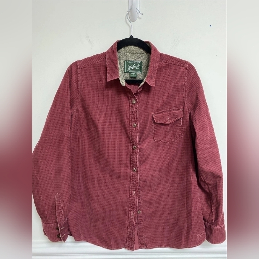 WOOLRICH Women Vintage Deep Ruby Button-down Shirt M